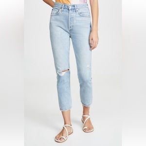 Agolde Riley High Rise Straight Crop Jeans, Size 23, Color: Shatter